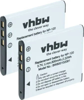 Produktbild von vhbw 2x Akku kompatibel mit Casio Exilim EX-S200, EX-Z680, EX-ZS10, EX-Z690, EX-ZS15, EX-ZS20, EX-ZS12 Kamera (550 mAh, 3,6 V, Li-Ion)