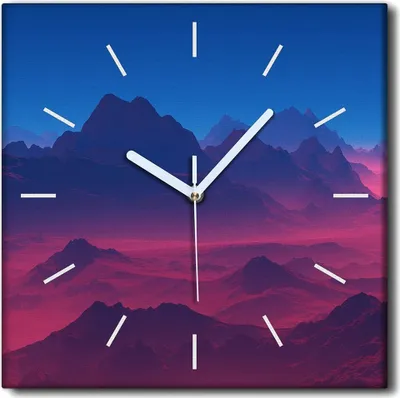 Produktbild von Coloray Uhr auf Leinwand 30x30 cm Wand Uhr Dekoration Wohnzimmer Segeltuch weiße Zeiger -Sonnenaufganggebirge.