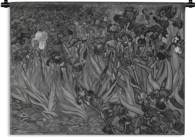 Produktbild von MuchoWow® Wandteppich Wandbehang Schwertlilien - Vincent van Gogh - Schwarz und weiß 150x112.50 cm Tapisserie Dekoration Wandtuch - Wanddecke - Wandteppiche