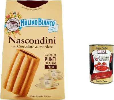 Produktbild von 12x Mulino Bianco Nascondini Shortbread Kekse mit Schokolade zum Anbeißen biscuits cookies, 330 g + Italian gourmet polpa 400g