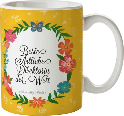 Produktbild von Mr. & Mrs. Panda Teetasse Ärtliche Direktorin - Geschenk, Bachelor, Diplom, Rente, Berufsausbildung, Kaffeebecher, Keramiktasse, Tasse, schöne, Becher
