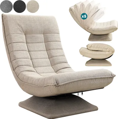 Produktbild von CASARIA® Bodenstuhl mit Rückenlehne Klappbar Creme Bodensessel 360° Drehbar Lehne Verstellbar Bodensitz Gepolstert 150kg Belastbarkeit Gaming Relax Sessel