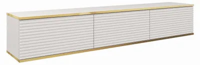 Produktbild von TV-Lowboard MELI 175 cm Weiß Gold Fernsehschrank mit 3 Klappen, Wohnzimmer, hängender TV-schrank, Medienmöbel