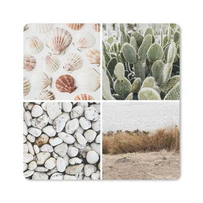 Produktbild von MuchoWow® Mauspad Mousepad Collage - Sand - Steine 20x20 cm - Mousepads - Maus Mat - Pad - Mausunterlage - Desk Mat - Bureauartikeln