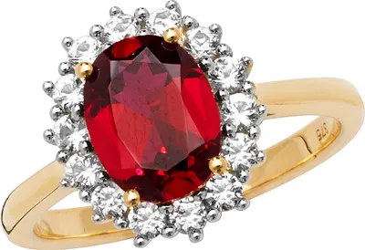 Produktbild von Atemberaubender 9 Karat (375) Gold Damen - Solitärring mit Rubin (synth.), Saphir (synth.), 57 (18.1); TRS20609RSP