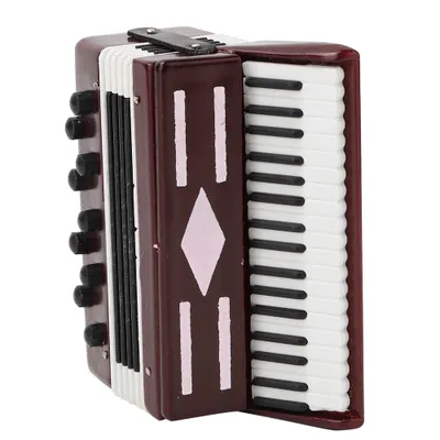 Immagine prodotto di Modellino di fisarmonica in miniatura di 6 cm in legno rosso con una graziosa scatolina: un regalo musicale