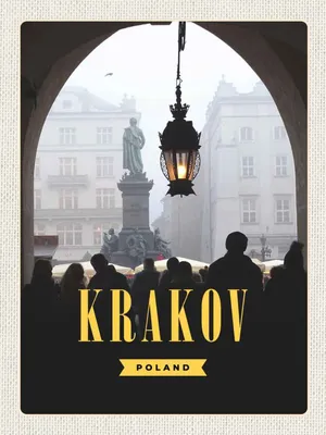 Produktbild von vianmo Holzschild 40x30 cm Krakow Stadt Basar Sehenswürdigkeit Bildmotiv Reisemotiv Europa