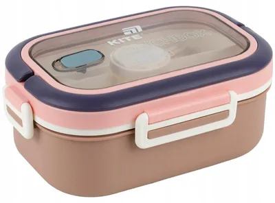 Obrázok produktu pre Lunchbox s priehradkami, box na raňajky s príborom a uchom, 1100 ml, KITE