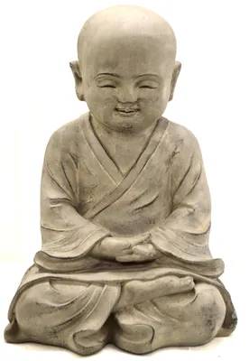 Produktbild von Figur Shaolin Mönch Meditationsgeste - für Haus und Garten - Höhe 42 cm - grau