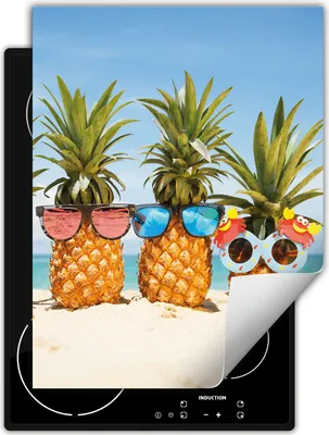 Produktbild von DarHaus Herdabdeckplatte Einteilig Küche Abdeckplatte für Glaskeramikfeld Abdeckung Induktionskochfeld Aufrollbare Matte 40x52 cm, Strand - Ananas