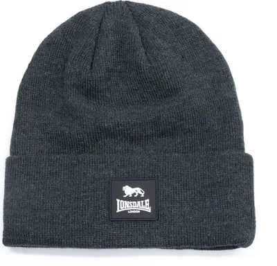 Produktbild von Lonsdale Mütze Rubber Badge Beanie Wollmütze Strickmütze Anthrazit Grau Löwe Neu