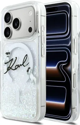 Zdjęcie produktu dla Etui Karl Lagerfeld Liquid Glitter Logo MagSafe do iPhone 17 Pro