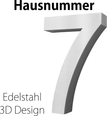 Produktbild von Edelstahl Hausnummer 20 cm Groß Gross Haus Nummer 7 Zahlen Hausnummernschild Hausnummern Schild Gebürstet 3D Arial V2Aox