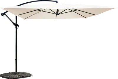 Image de Parasol déporté 3x3m et 4 dalles à lestées blanc - Oviala Genova