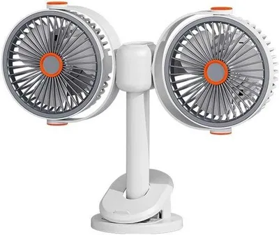 Obrázok produktu pre Nabíjateľný stolný ventilátor s viacerými stupňami, možnosťou montáže na stenu, s držiakom a svetlom, bielej farby