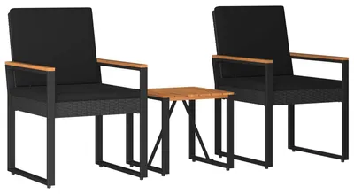 Obrázek produktu pro Sada venkovního nábytku s polštářem 3 pcs Černá polyratan