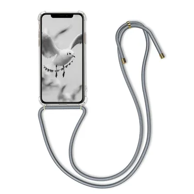Produktbild von kwmobile Necklace Case kompatibel mit Apple iPhone 11 Pro Hülle - Silikon Cover mit Handykette - Band Handyhülle Transparent Grau