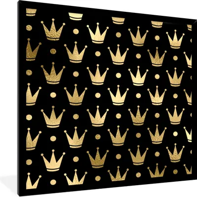 Produktbild von MuchoWow® Gerahmtes Poster Muster - Krone - Gold 40x40 cm - Poster mit Schwarzem Bilderrahmen Wandposter Rahmen Foto Bilder - Mit Rahmen - Wanddekoration Schlafzimmer