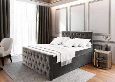 Obrázok produktu pre Manželská čalúnená posteľ 180x200 ELÓDIA 1 - tmavo šedá