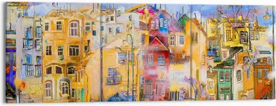 Produktbild von Bild auf Leinwand - Leinwandbild - Altstadt Mietshaus - 150x50cm - Wand Bild - Wanddeko - Leinwanddruck - Bilder - Kunstdruck - Wanddekoration - Leinwand bilder - Wandkunst - CA150x50-3419