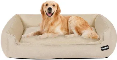 Image de Lit pour chien beige 110 x 86 x 26 cm, lavable