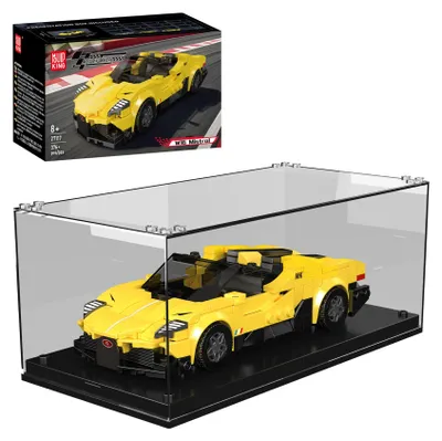 Produktbild von Mould King 27117 Roadster-Sportwagen gelb inkl. Vitrine - Klemmbausteine Set (376 Teile)