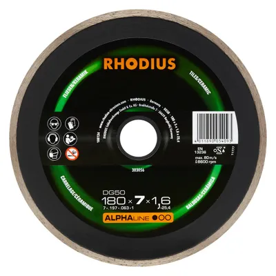 Produktbild von Rhodius Diamanttrennscheibe DG50 Fliesen Ø 180 mm Bohrung 25,4 mm