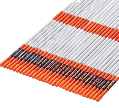Image de VEVOR Marquages d'entrée, 30 pièces, 48 pouces, 0,4 pouces de diamètre, tiges en fibre de verre orange, piquets à neige avec bande réfléchissante, foret en acier de 12 pouces et gants de protection pour parkings, terrains de golf, etc