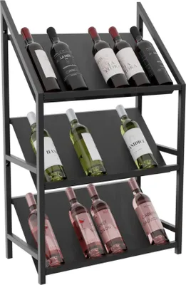 Image de MetaloPro Casier à vin Bordeaux – Casier métallique noir pouvant contenir 21 bouteilles de vin, design moderne, idéal pour la cuisine, la cave ou le bar – 95 × 60 × 30 cm