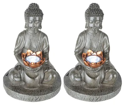 Produktbild von 2er Set LED Solarleuchte BUDDHA in grau