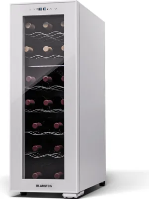 Produktbild von Klarstein Freistehender Weinkühlschrank 2 Zonen, Getränkekühlschrank Klein, Kleiner Weinschrank, Wein-Kühlschrank Klein mit Glastür, Indoor/Outdoor Flaschenkühlschrank, Wine Fridge, 18 Flaschen