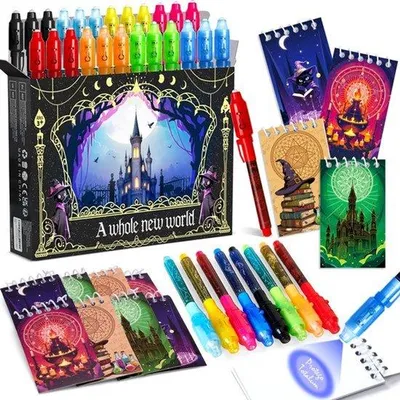 Produktbild von 48 Stück Partygeschenke für Kindergeburtstage, Gastgeschenke mit UV-Stift und Notizbuch, Zauberstifte für Kinder, Give-Aways, Geschenk, Kindergeburtstag, für Kinder, Jungen, Mädchen