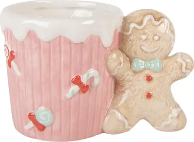 Produktbild von Clayre & Eef Tasse 350 ml Rosa Keramik Pfefferkuchenmann