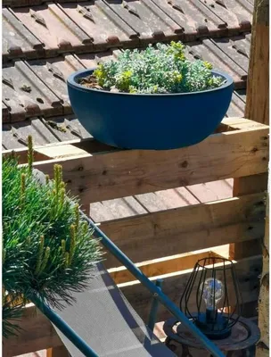 Image de RIVIERA COUPE GRANIT Jardinière ronde - Plastique - Diamètre 40 cm - Bleu