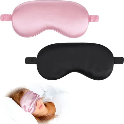 Imagen del producto de Mascarillas para dormir de seda para mujer, ajustables, que bloquean la luz, de satén, ideales para usar en casa y de viaje