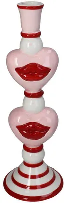 Image de Support à bougies HD, en céramique, rose, 9,8 x 9,8 x 28,5 cm