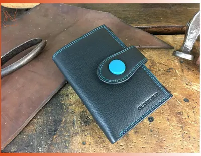 Produktbild von Damenbrieftasche Lederbrieftasche schwarz-türkis