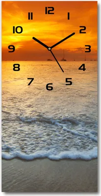 Produktbild von Wanduhr aus Glas – 30x60 cm - Glasbild - Glasuhr - Gehärtetes Glas -Sonnenuntergang