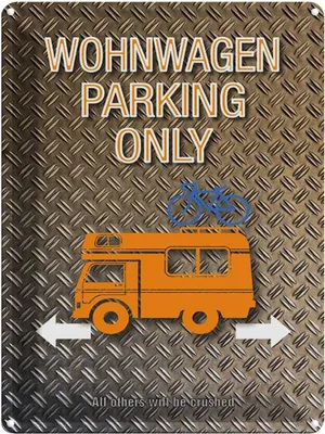 Produktbild von vianmo Blechschild 40x30 cm Wohnwagen parking only