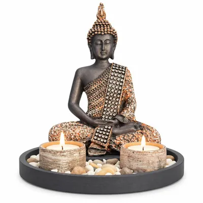 Produktbild von Buddha mit Teelicht 22cm Deko-Statue Deko-Figur