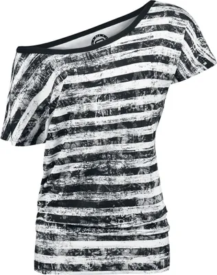 Produktbild von RED by EMP Damen schwarz-weißes lockeres Basic T-Shirt mit Streifen M