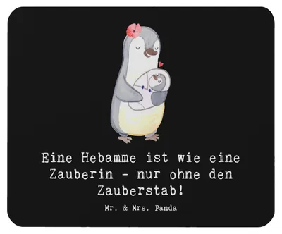 Produktbild von Mr. & Mrs. Panda Mousepad Hebamme Magie - Schwarz - Geschenk, Berufspassion, Mouse Pad, mauspad laptop, Beruf, mousematte, Unterstützung, zugewandt, Berufsalltag, Geburt