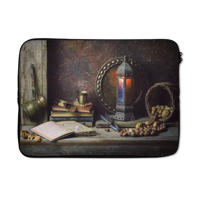 Produktbild von MuchoWow® Laptop Hülle 13 Zoll Buch - Stilleben - Walnuss - Laterne - Vintage Laptoptasche - Laptophülle - Sleeve - Rundumschutz