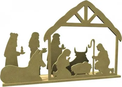 Obrázek produktu pro Dřevěná dekorace k dozdobení - Betlém 50 x 34,5 x 9 cm