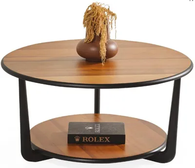 Immagine prodotto di Tavolino da caffè moderno, rotondo, nuovo, per il soggiorno, confortevole,  elegante, in legno, color marrone