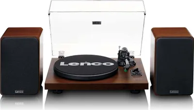 Produktbild von Lenco LS-600WA - Bluetooth® Plattenspieler mit zwei externen Lautsprechern und 2 x 30 Watt RMS - Walnuss