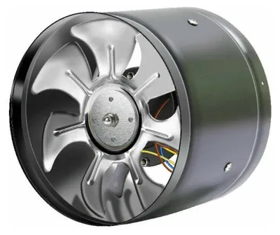Obrázek produktu pro Axiální kanálový ventil z nerezové oceli pro vzduch/extrakt. Kanálový ventilátor z pozinkované oceli, 100 mm, černý