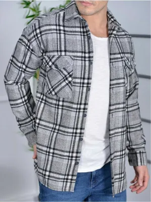 Zdjęcie produktu dla Megaman Jeans H-257 Koszula flanelowa w kratę Koszula męska Lumberjack Bawełna L Czarny