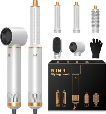 Produktbild von 5 in 1, Multistyler 1000W Mit Föhn mit Rundbürste Warmluftbürste Automatischer Lockenstab 32mm Haarglätter Für Glätten,Trocknen,Volumen,Locken