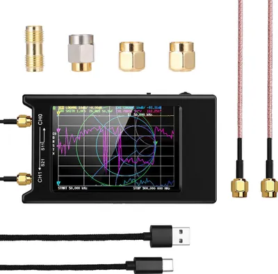 Obrázek produktu pro Nano VNA-H4 vektorový síťový analyzátor 50kHz-1,5GHz, 4" LCD, HF VHF UHF UV, vysoce přesné měření, USB-C, optimalizovaná elektronika Podpora PC softwaru